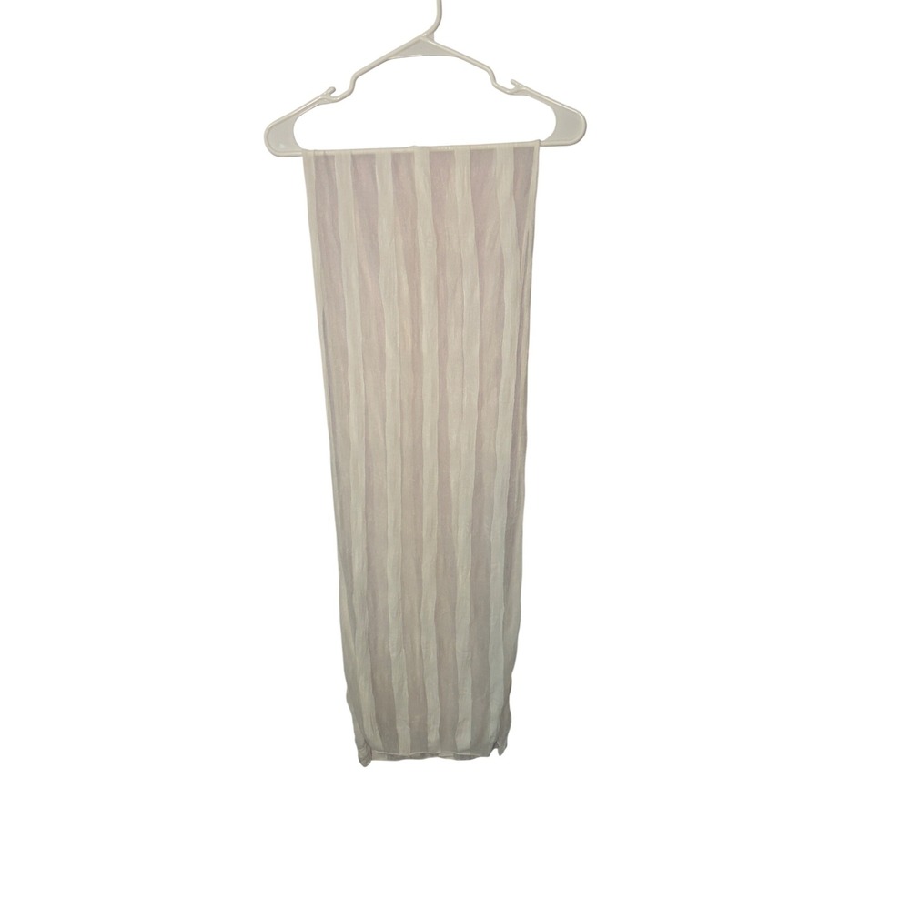 Womens Scarf OS White Sheer Striped Lightweight Wrap Coastal Minimalist Bridal